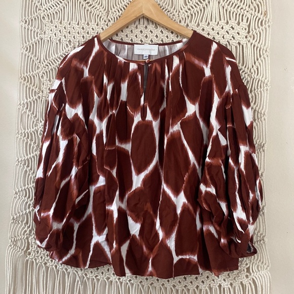 Cory Lynn Calter ikat boho clay color & white  3/4th sleeves boho top sz… - Picture 1 of 9
